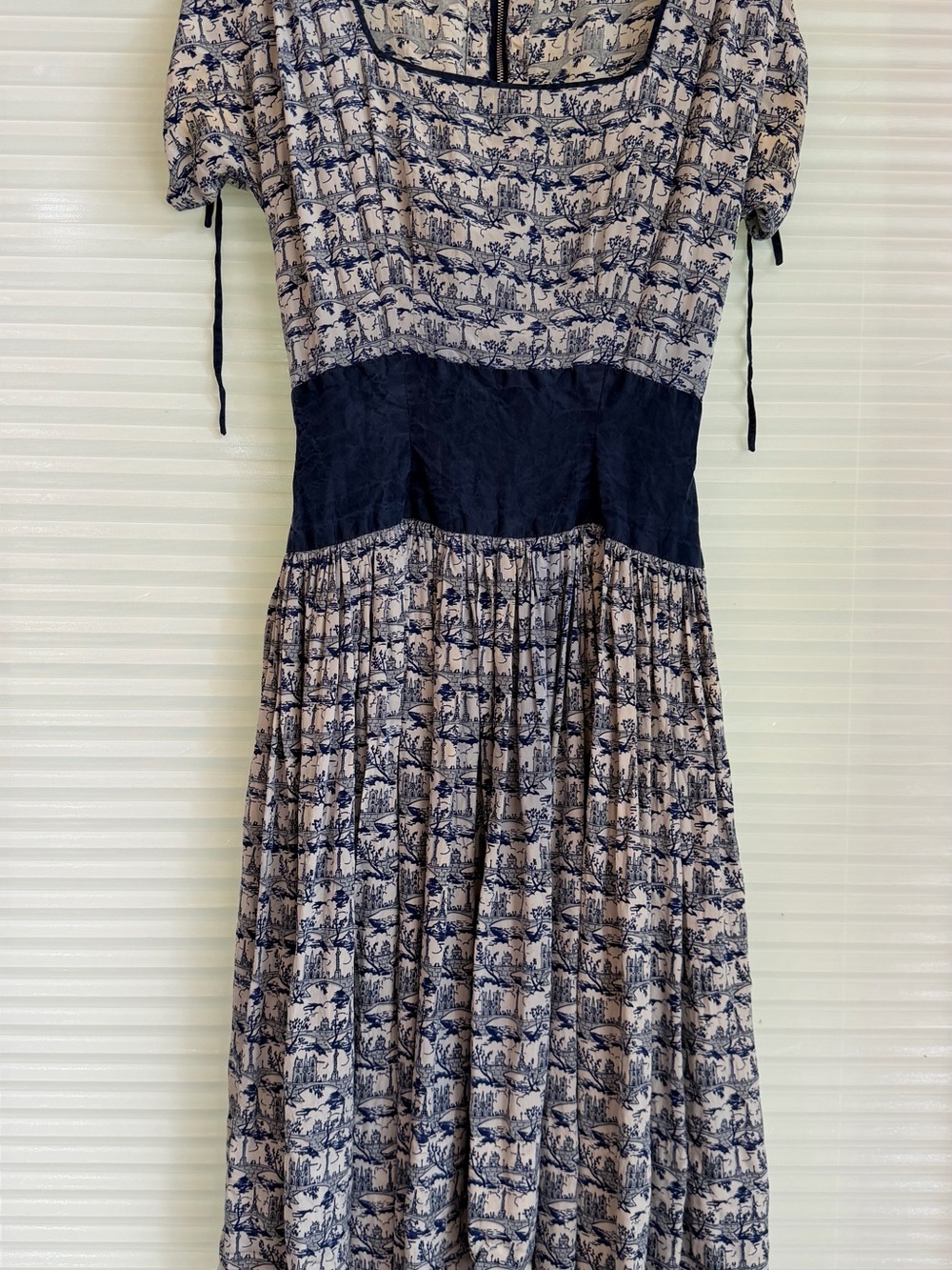 Joseph Halpert Vintage Mid-20th Century Toile Print Day Dress